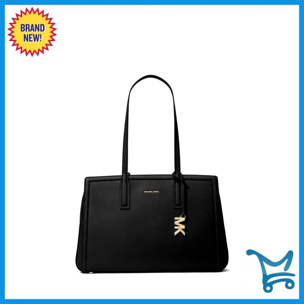 Medium Leather Tote Bag With Compartmented Interior For Commuting
